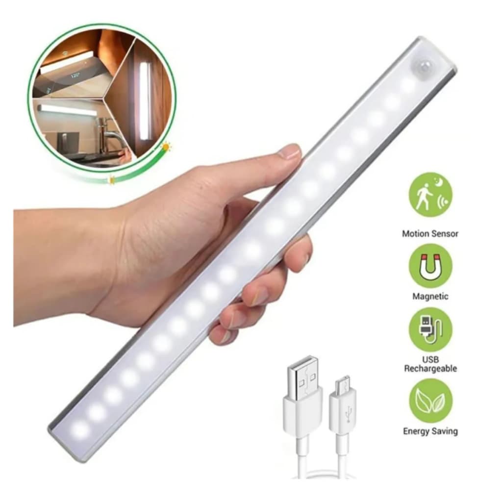 Barra de luz led recargable usb con sensor de movimiento